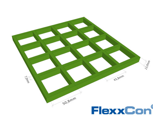 Kunststof rooster 13mm 50×50 ISO Meniscus Groen